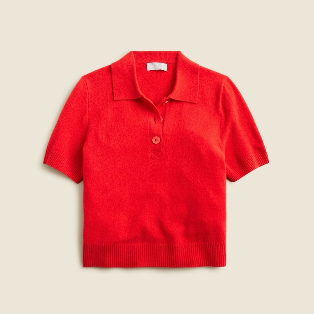 JCrew Red Cashmere Polo Sweater